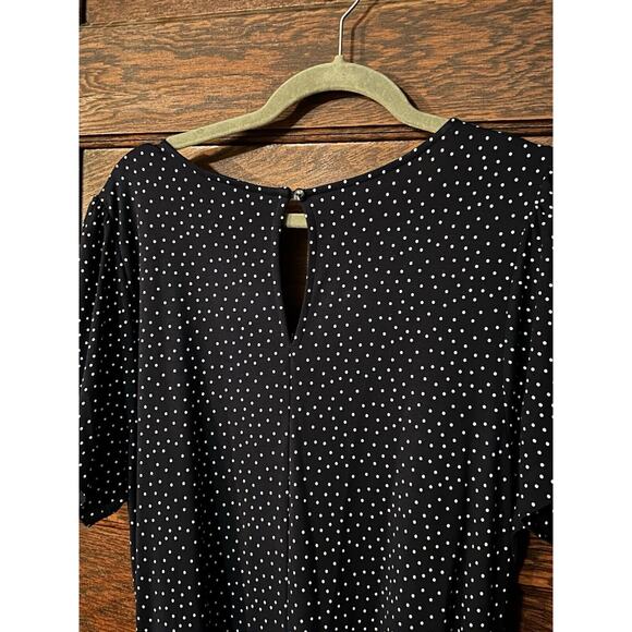 J Jill Navy Blue White Polka Dot Jumpsuit Wide Leg Women’s Sz L - Picture 7 of 10